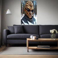 Portret van een buitenaardse met grote zwarte ogen