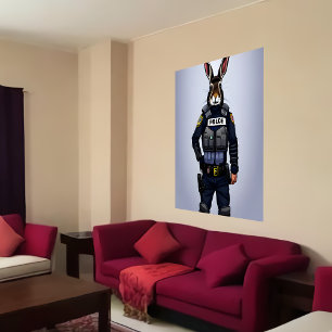Portret van een bunny in politieuniform AI Art. Poster