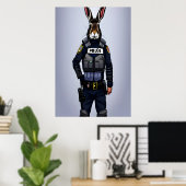Portret van een bunny in politieuniform | AI Art. Poster (Thuiskantoor)