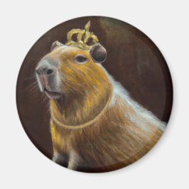 Portret van een capybara met middeleeuwse koninkli magneet