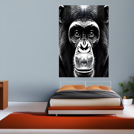 Portret van een chimpansee | AI Art Poster