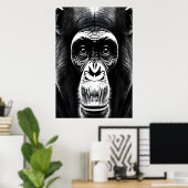 Portret van een chimpansee | AI Art Poster (Thuiskantoor)