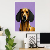 Portret van een coole Dachshund | AI Art Poster (Thuiskantoor)