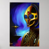 Portret van een coole gouden robot | AI Art. Poster (Voorkant)