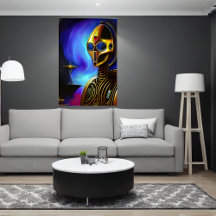 Portret van een coole gouden robot | AI Art.