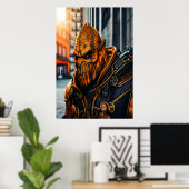 Portret van een coole oranje alien | AI Art Poster (Thuiskantoor)