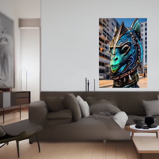 Portret van een coole Reptiliaanse buitenaardse |  Poster