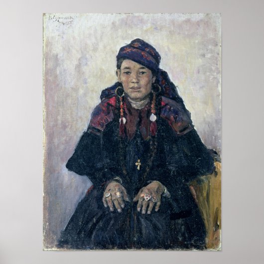 Portret van een Cossack Woman, 1909 Poster (Voorkant)