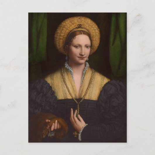 Portret van een dame, 1520-1525 (olie op het panee briefkaart (Voorkant)