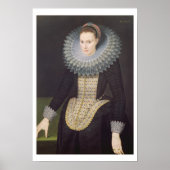 Portret van een dame, 1613 (olie op het paneel) poster (Voorkant)