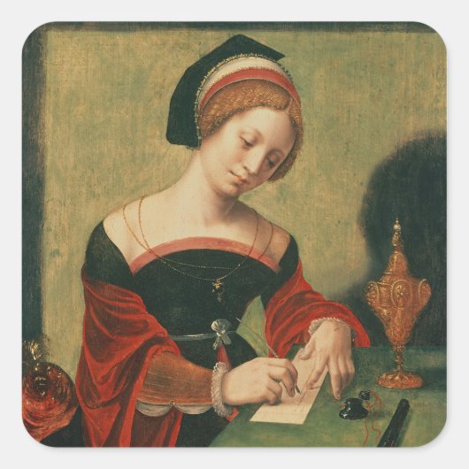 Portret van een dame als de Magdalen Vierkante Sticker (Voorkant)