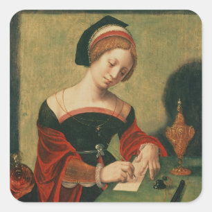 Portret van een dame als de Magdalen Vierkante Sticker