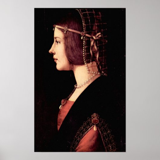 Portret van een dame (Beatrice d'Este) van Da Vinc Poster (Voorkant)