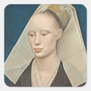 Portret van een dame, c.1460 (olie op het paneel) vierkante sticker