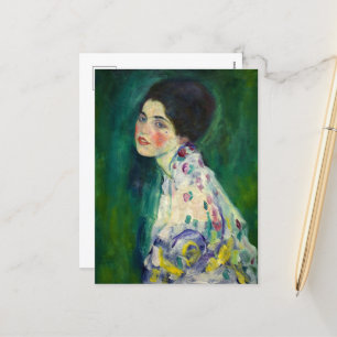 Portret van een dame door Gustav Klimt Feestdagenkaart
