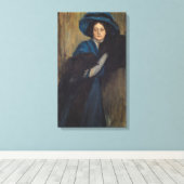 Portret van een dame in blauw (Raimundo de Madrazo Canvas Afdruk (Insitu (Houten vloer))