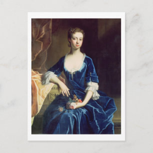 Portret van een dame in een Blue Velvet Dress (oli Briefkaart