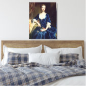 Portret van een dame in een Blue Velvet Dress (oli Canvas Afdruk (Insitu (Slaapkamer))