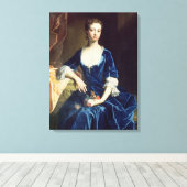 Portret van een dame in een Blue Velvet Dress (oli Canvas Afdruk (Insitu (Houten vloer))