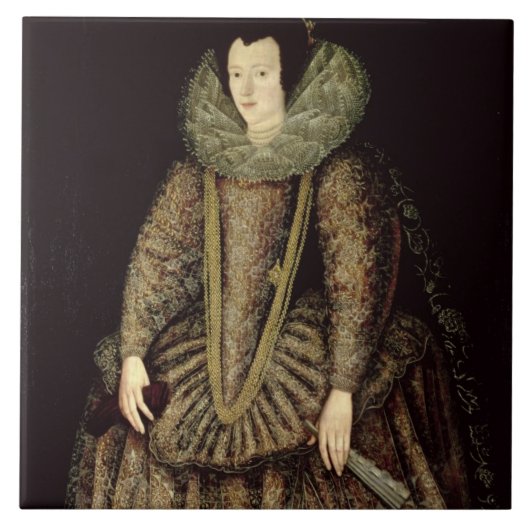 Portret van een dame in het Elizabeth Dress Tegeltje (Voorkant)