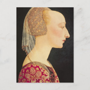 Portret van een dame in het rood, 1460-70 briefkaart