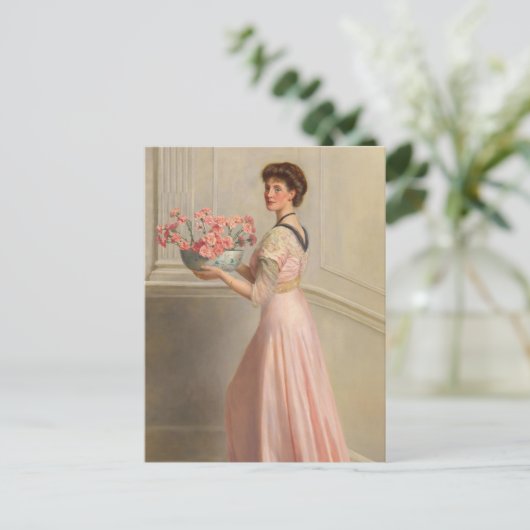 Portret van een dame in het roze | John Collier Briefkaart (Staand voorkant)