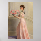 Portret van een dame in het roze | John Collier Poster (Voorkant)
