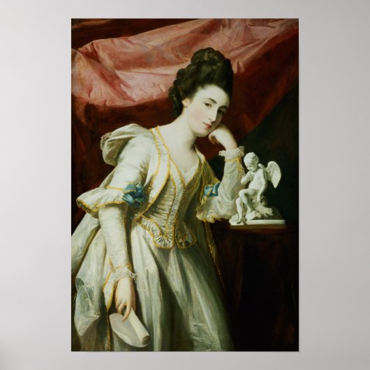 Portret van een dame met een beeldje Cupid Poster (Voorkant)