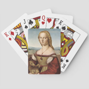 Portret van een dame met een eenhoorn (door Rafaël Pokerkaarten