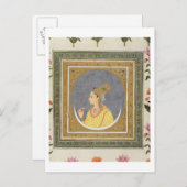 Portret van een dame met een lotusblad uit de briefkaart (Voorkant / Achterkant)