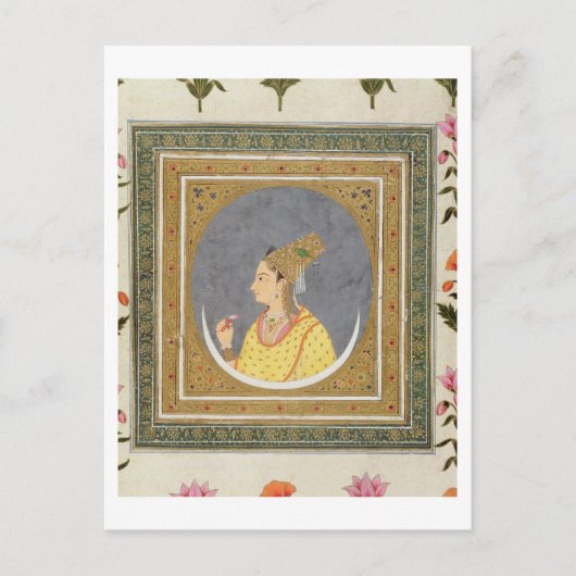 Portret van een dame met een lotusblad uit de briefkaart (Voorkant)