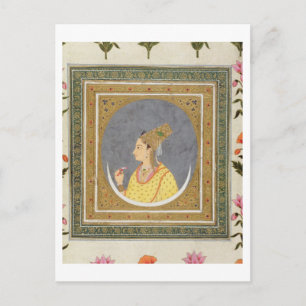 Portret van een dame met een lotusblad uit de briefkaart