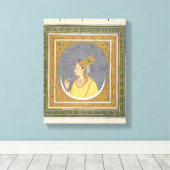 Portret van een dame met een lotusblad uit de canvas afdruk (Insitu (Houten vloer))