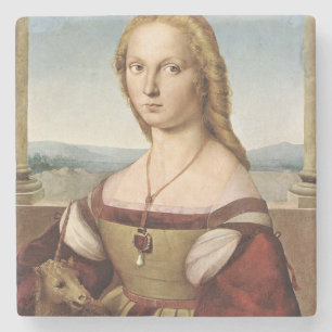 Portret van een dame met een Unicorn (door Raphael Stenen Onderzetter