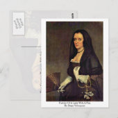 Portret van een dame met een ventilator van Diego  Briefkaart (Voorkant / Achterkant)