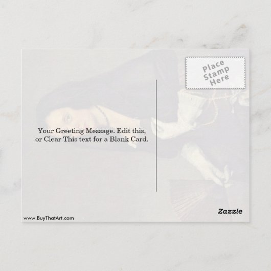 Portret van een dame met een ventilator van Diego  Briefkaart (Achterkant)