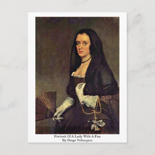 Portret van een dame met een ventilator van Diego  Briefkaart (Voorkant)