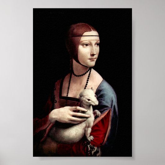 Portret van een dame met Ermine door Da Vinci Poster (Voorkant)
