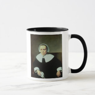 Portret van een dame met witte kraag en boeien mok