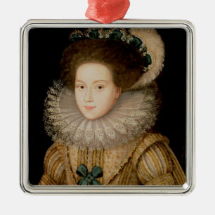 Portret van een dame, mogelijk Mary Queen of Scots Metalen Ornament