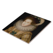Portret van een dame, mogelijk Mary Queen of Scots Tegeltje (Zijkant)