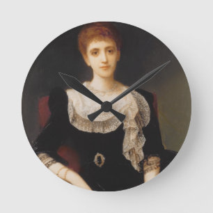 Portret van een dame (olie op doek) 2 ronde klok