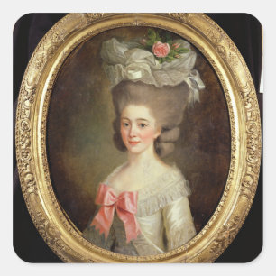 Portret van een dame (olie op doek) vierkante sticker