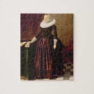 Portret van een dame (olie op het paneel) legpuzzel