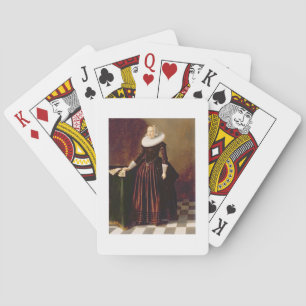 Portret van een dame (olie op het paneel) speelkaarten