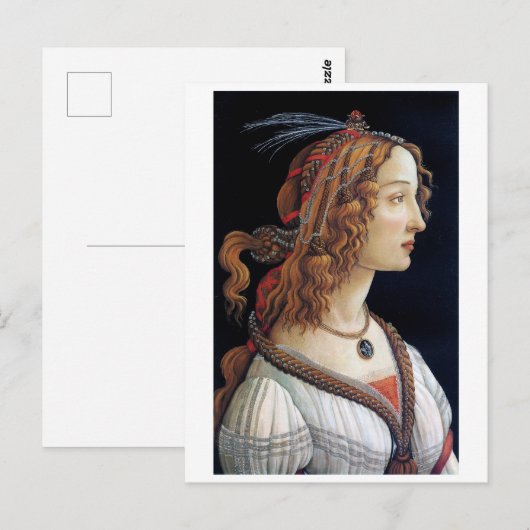 Portret van een dame, Sandro Botticelli Briefkaart (Voorkant / Achterkant)