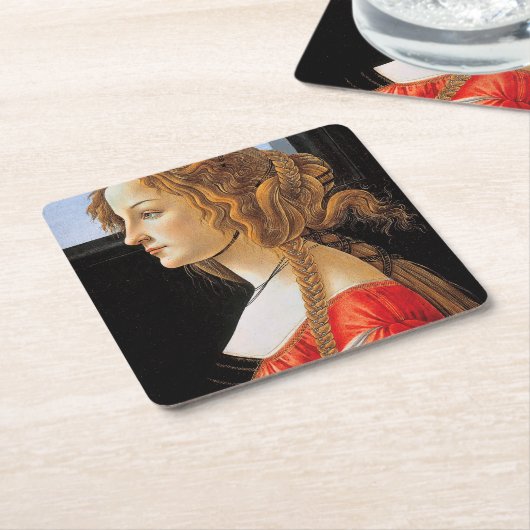 Portret van een dame, Sandro Botticelli Kartonnen Onderzetters (Schuin)