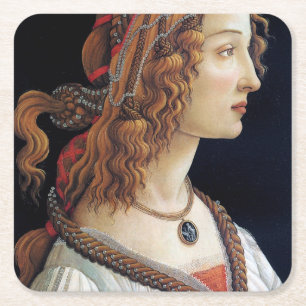 Portret van een dame, Sandro Botticelli Kartonnen Onderzetters