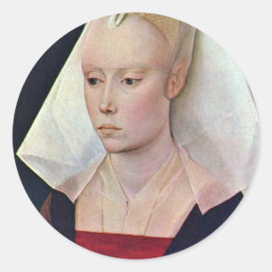 Portret van een dame van Weyden Rogier van Der Ronde Sticker