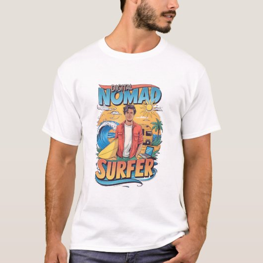Portret van een Digital Nomad Surfer man T-shirt (Voorkant)